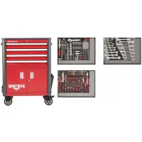 Gedore rode gereedschapset R22041004, in een rode WINGMAN werkbankwagen, 129-delig, artikelnummer 3301689