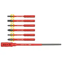 Wiha VDE Plat, Kruiskop Phillips, Kruiskop Pozidriv Schroevendraaierset 4 mm, 5.5 mm PH 1, PH 2, PZ 1, PZ 2 6 mm Geschikt voor Torque