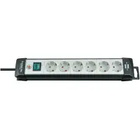Brennenstuhl Premium-serie stekkerdoos, 6-voudig, zwart/lichtgrijs, 3 meter, kabel H05VV-F 3G1,5, artikelnummer 1951560100