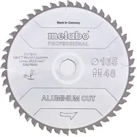 Metabo Aluminium Cut Professional 628276000 Cirkelzaagblad 165 x 20 x 1.2 mm Aantal tanden: 48 1 stuk(s)