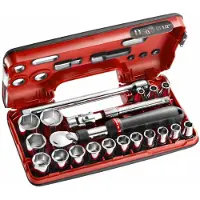 Facom Compacte Koffer 1/2" 6-Kant, 21-Delig Met Uitschuifbare Ratel Met Stofdichte Kop Sxl.161 - SXL.DBOX1PB