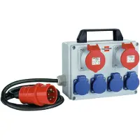 Brennenstuhl Energy Station IP44 met draaggreep | CEE 5-pins (m) - 2x CEE 5-pins + 4 CEE 7/3 (v) contacten | 400V/16A | 2 meter