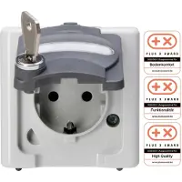 Kopp APWG Schuko 28 1037.5600.8, afsluitbaar, 3-voudig, Blue Electric, grijs