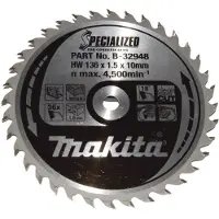 Makita Cirkelzaagblad voor Hout | Specialized: Accu | Ø 136mm Asgat 10mm 36T - B-32948