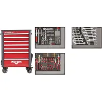 Gedore rode gereedschapset R22071004, in een rode WINGMAN werkbankwagen, 129-delig, artikelnummer 3301694
