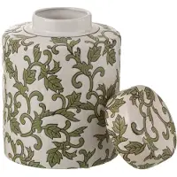 J-Line urne decoratief Yezi - porselein - groen/wit - small