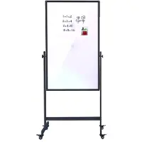 Ivol Verrijdbaar whiteboard - Dubbelzijdig- 66x110 cm – Zwart frame