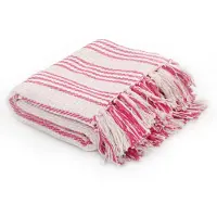 vidaXL Couverture coton à rayures 220x250 cm Rose et Blanc245326