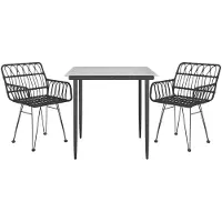 vidaXL 3-delige Tuinset poly rattan zwart