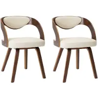vidaXL Eetkamerstoelen 2 st gebogen hout en kunstleer crèmekleurig