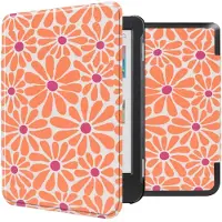 IMoshion Design Slim Hard Case Bookcase voor de Kobo Clara Colour / BW - Orange Flowers Connect