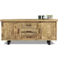 Bommel Wonen Dressoir Yucca - 180 cm - Mangohout Naturel - 2 deuren, 3 laden