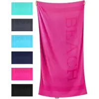 Droomtextiel Beach Strandlaken xxl 100x200 cm - Fuchsia - 100% Zacht Katoen - Sterke Kwaliteit