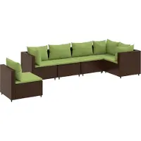 vidaXL 6-delige Loungeset met kussens poly rattan bruin