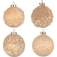 Clayre & Eef Kerstbal Set van 4 Ø 10 cm Geel Glas Kerstdecoratie Geel Kerstdecoratie