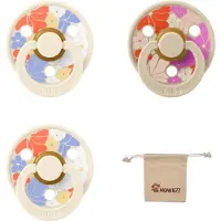 BIBS studio fopspenen maat 1 (0-6 maanden) Set 3 fopspenen + speenzakje - 2x Flower child ivory, 1x Flower child vanilla