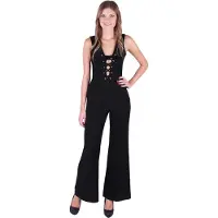 Sarcia.eu John Zack Zwarte jumpsuit met trendy strik aan de voorkant