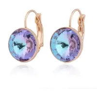 LGT JWLS Oorbellen Dames met Multicolor Glassteen en Rosegoudkleurige Laagje