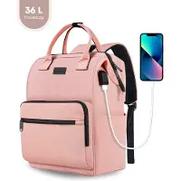 FOXLY Rugzak & Laptoptas Inclusief Usb Oplaadstation - 26L - Dames en Heren - Schooltas - Roze