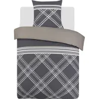Vision Home VISION William - Tweezijdig omkeerbaar Dekbedovertrekset - 100% katoen: zacht en soepel - Eenpersoons - Dekbedovertrek 140 x 200 cm met 1 bijhorende sloop - Beige / Grijs - Oekotex gecertificeerd