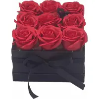 Joy of Balance Zeep Bloemen Geschenkset - 9 Rode Rozen - Vierkant - 18x18x15cm