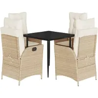 vidaXL 5-delige tuinset met kussens, beige, polyrotan