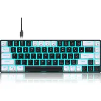 HxSJ V800 - Bedrade Gaming Toetsenbord - RGB - Mechanisch - QWERTY Toetsenborden - 68 Keys - Blue Switch - Zwart wit