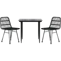 vidaXL 3-delige Tuinset poly rattan zwart