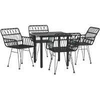 vidaXL 5-delige tuinset, zwart, van polyrotan