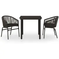 vidaXL 3-delige Tuinset zwart