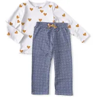 Little label pyjama van katoen wit/blauw/geel Meisjes Stretchkatoen Ronde hals - maat 110/116