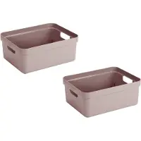 Sunware Opbergbox Sigma - 5x - kunststof - roze - 24 liter - Opbergbakken/opbergers - 45 x 35 x 18 cm