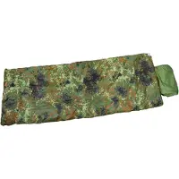 MFH - Max Fuchs Pilotenslaapzak - 2-laags - 215 x 75 cm - met geïntegreerde transportzak in hoofdgedeelte - Bundeswehr Flecktarn vlekcamouflage