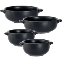 Cosy & Trendy Set van 4x stuks tapas/amuse/snack schaaltjes zwart van porselein 10 en 13 cm rond - Kommetjes