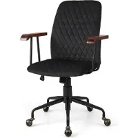 Trendmix Fluwelen Vintage Bureaustoel Met Kantelbare Rugleuning - 150 kg Draagvermogen - Ergonomische Verstelbare Draaibare Thuiskantoor Stoel - Zwart