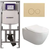 Villeroy & Boch Subway 2.0 DirectFlush CeramicPlus toiletset slimseat zitting - met Geberit reservoir en bedieningsplaat - met ronde knoppen - wit 0701131/SW1102365/ga26033/ga91964/
