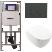 Villeroy & Boch Villeroy Boch Subway 2.0 DirectFlush Toiletset - softclose - geberit reservoir - qeramiq bedieningsplaat mat antraciet - ronde knoppen - wit 0701131/ga26028/SW729014/SW1182666/SW1102376