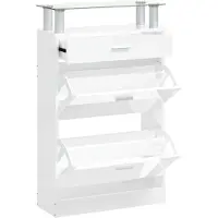 vidaXL Schoenenkast 63x24x104 cm bewerkt hout hoogglans wit