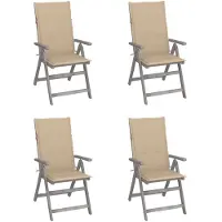 vidaXL Tuinstoelen 4 st verstelbaar met kussens massief acaciahout