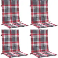 vidaXL Tuinstoelkussens 4 st 100x50x3 cm oxford stof ruitpatroon rood