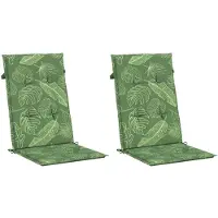 vidaXL Stoelkussens 2 st hoge rug bladpatroon stof