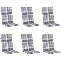 vidaXL Tuinstoelkussens 6 st 120x50x3 cm stof ruitpatroon grijs