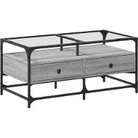 vidaXL Salontafel met glazen blad 98,5x50x45 cm staal