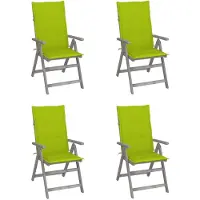 vidaXL Verstelbare stoelen met hoge rugleuning, set van 4, met kussens, massief acaciahout