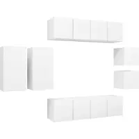 vidaXL 8-delige Tv-meubelset bewerkt hout wit