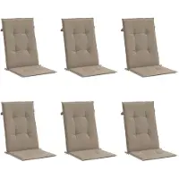 vidaXL Tuinstoelkussens 6 st hoge rug 120x50x3 cm stof taupe