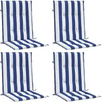 vidaXL Stoelkussens 4 st lage rug gestreept stof wit en blauw
