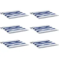 vidaXL Tuinstoelkussens 6 st gestreept 40x40x4 cm stof wit en blauw