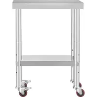 OEM Rvs Tafel Keukentafel CommerciëLe Keuken Werktafel Prep Tafel Met 4 Wielen Rvs 24x12 Inch Zilver