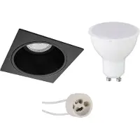 BES LED LED Spot Set - Pragmi Minko Pro - GU10 Fitting - Inbouw Vierkant - Mat Zwart - 4W - Warm Wit 3000K - Verdiept - 90mm